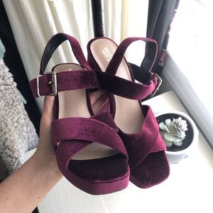 mossimo velvet strappy block heels